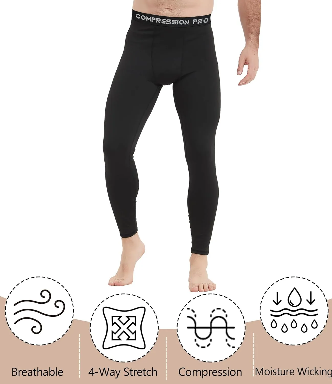 1/3/4 Pack Men's Compression Pants Tights Leggings Athletic Sports Baselayer Running Cycling Workout Training Pants