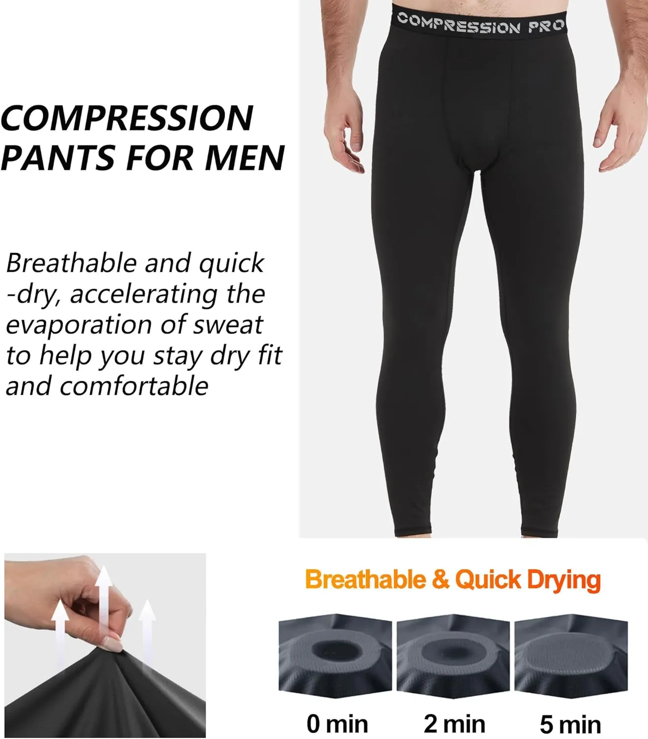 1/3/4 Pack Men's Compression Pants Tights Leggings Athletic Sports Baselayer Running Cycling Workout Training Pants