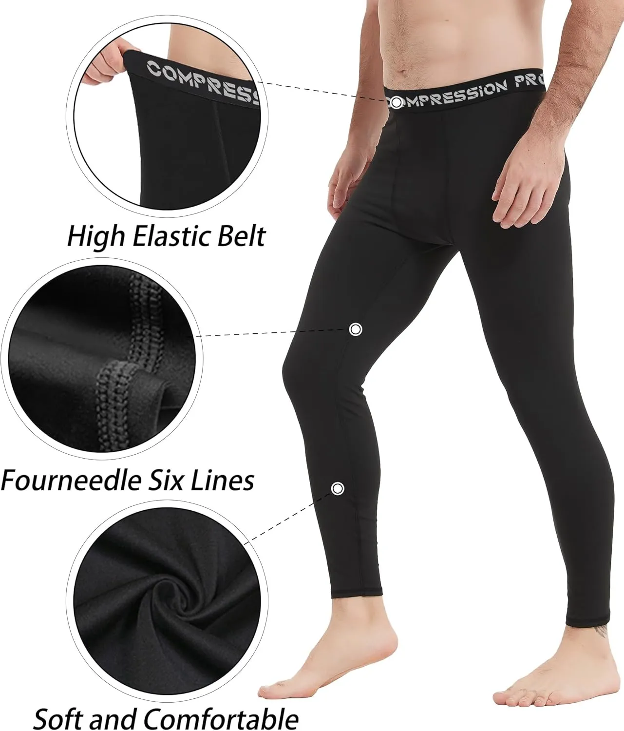 1/3/4 Pack Men's Compression Pants Tights Leggings Athletic Sports Baselayer Running Cycling Workout Training Pants