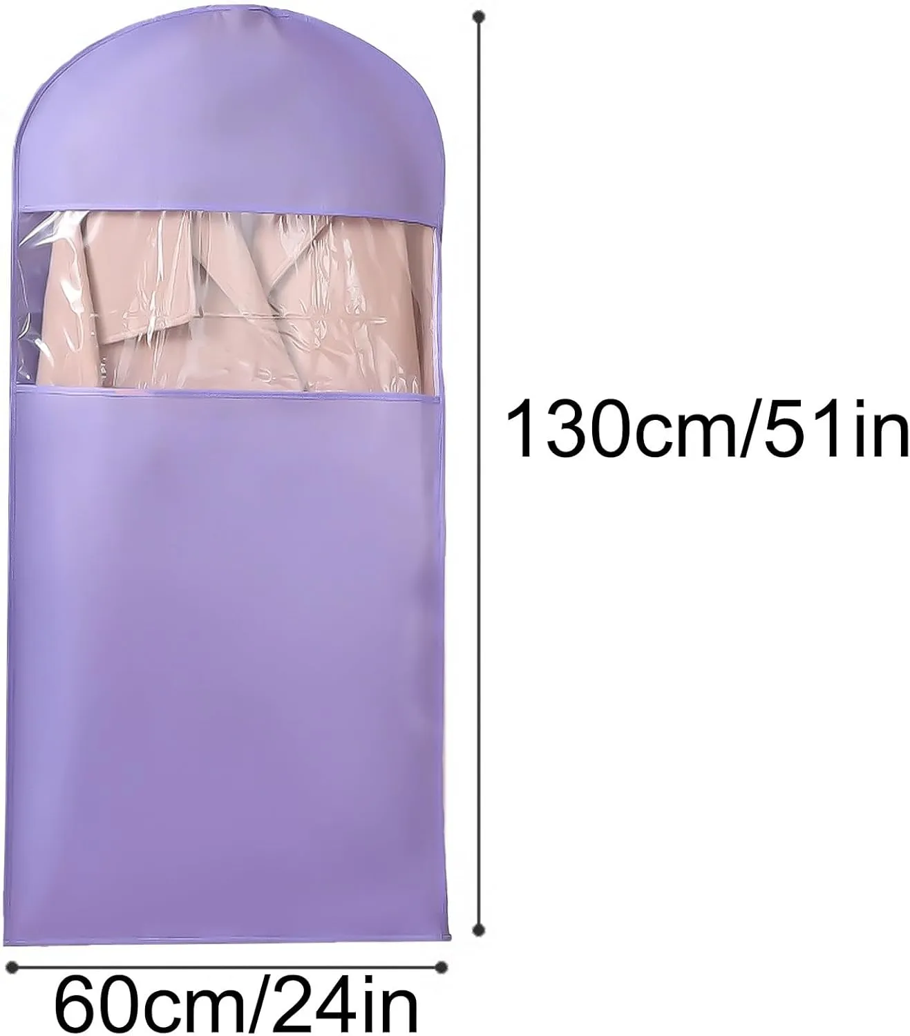 2 Garment Bag for Closet Storage, Non-woven Fabrics, Sealed Completely, Garmet Bags with Clear Window and Zipper, Dust-proof(Purple,60x130cm/24x51in)