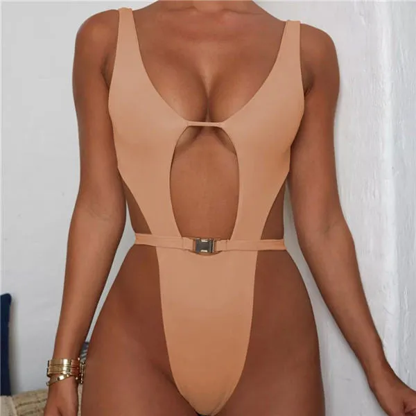 2019 Sexy Retro Backless Floral Lady V Neck Plunge Swimwear