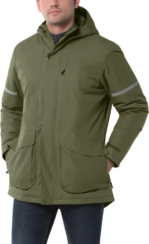 33,000ft Men's Waterproof Insulated Winter Jacket with Hood, Long Coats Anorak Padded Warm Parka for Ski Snow Sports