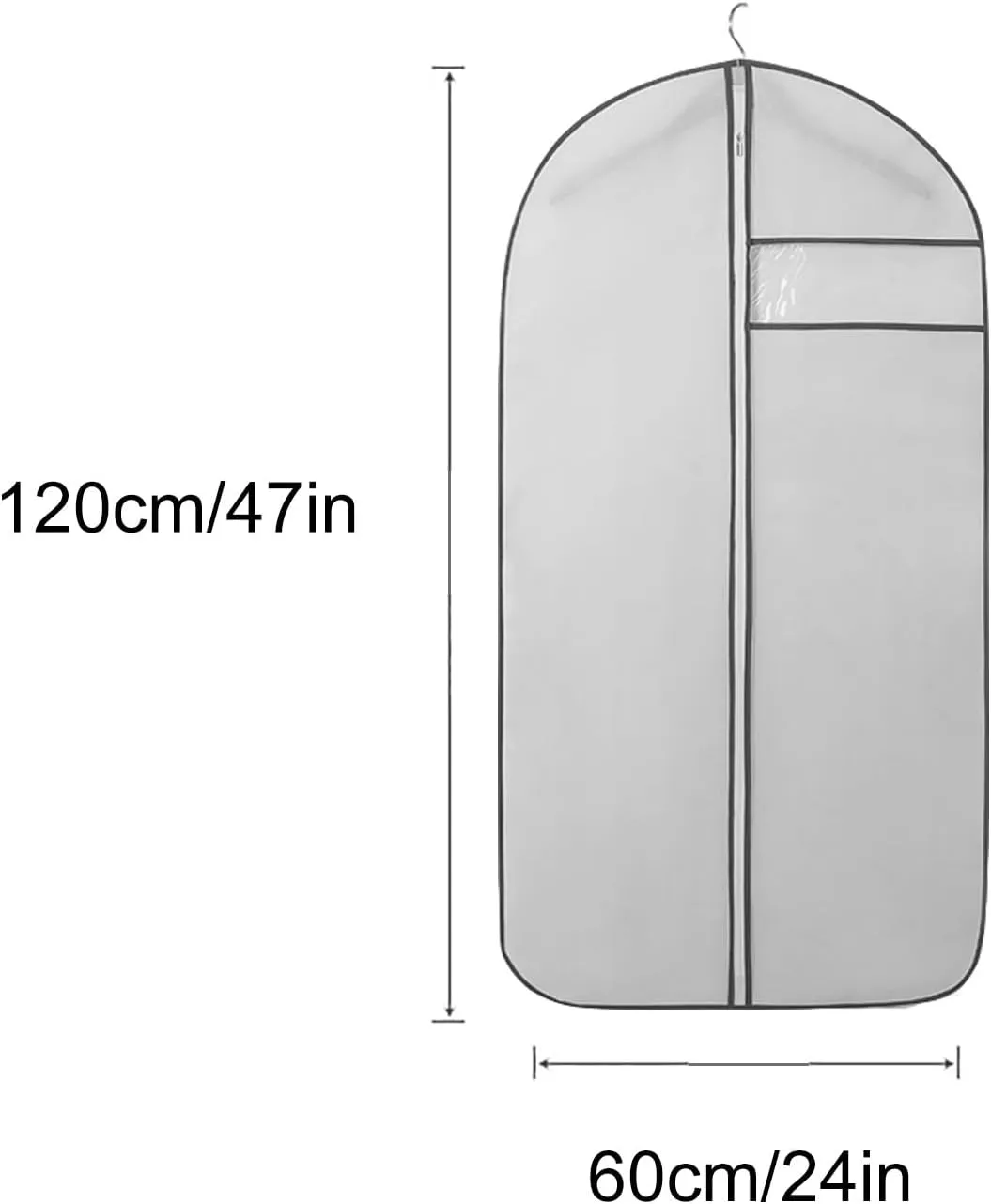 5 Pcs Garment Bags for Travel, Suit Bags for Closet Storage Washable Suit Cover for T-Shirt, Jacket, Suits, Coats, Oxford Fabrics(Gray,60x120cm/24x47in)
