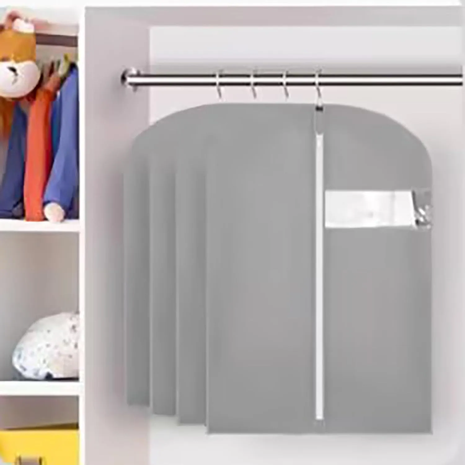 5 Pcs Garment Bags for Travel, Suit Bags for Closet Storage Washable Suit Cover for T-Shirt, Jacket, Suits, Coats, Oxford Fabrics(Gray,60x90cm/24x35in)