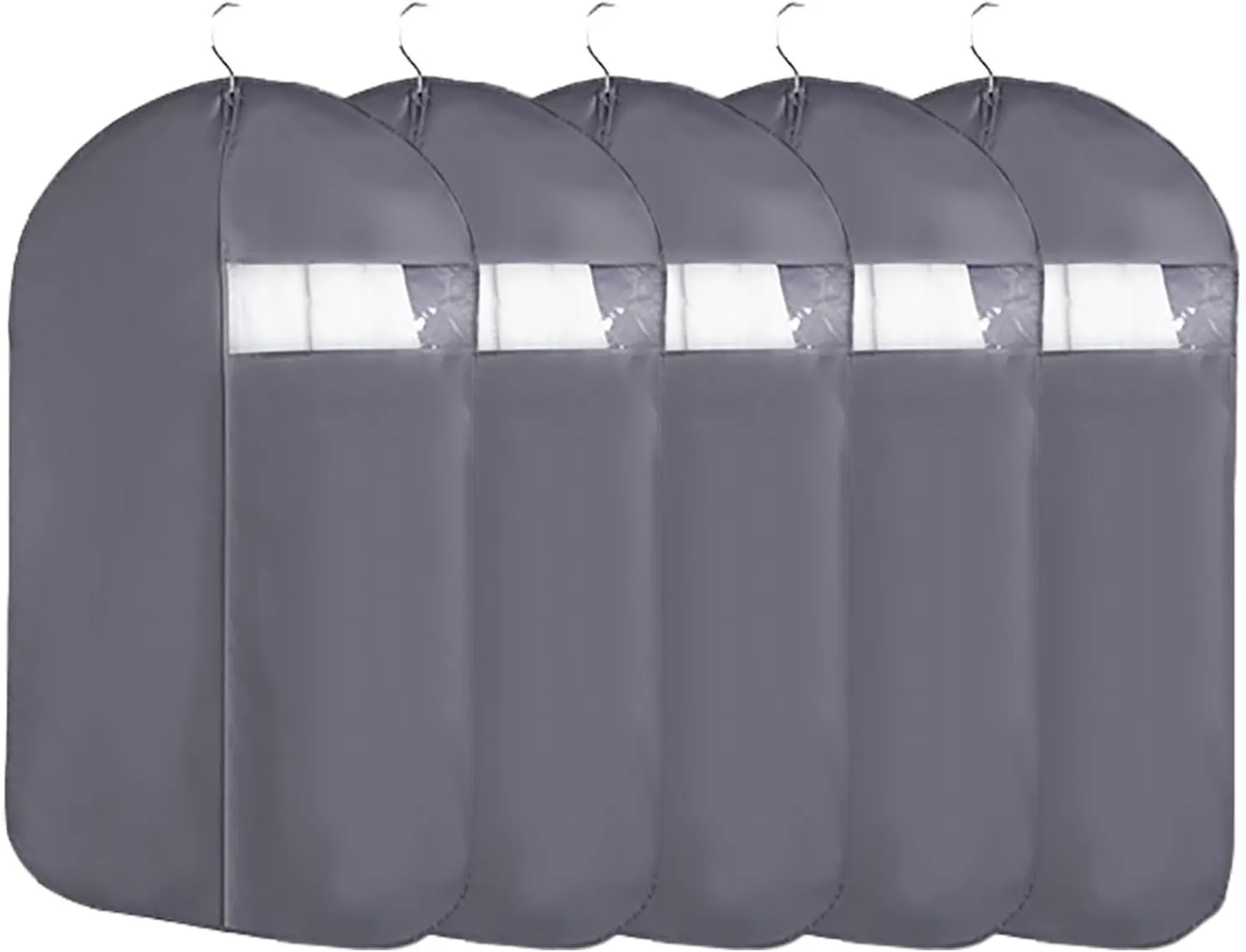 5 Pcs Garment Bags for Travel, Suit Bags for Closet Storage Washable Suit Cover for T-Shirt, Jacket, Suits, Coats, Oxford Fabrics(Gray,60x90cm/24x35in)