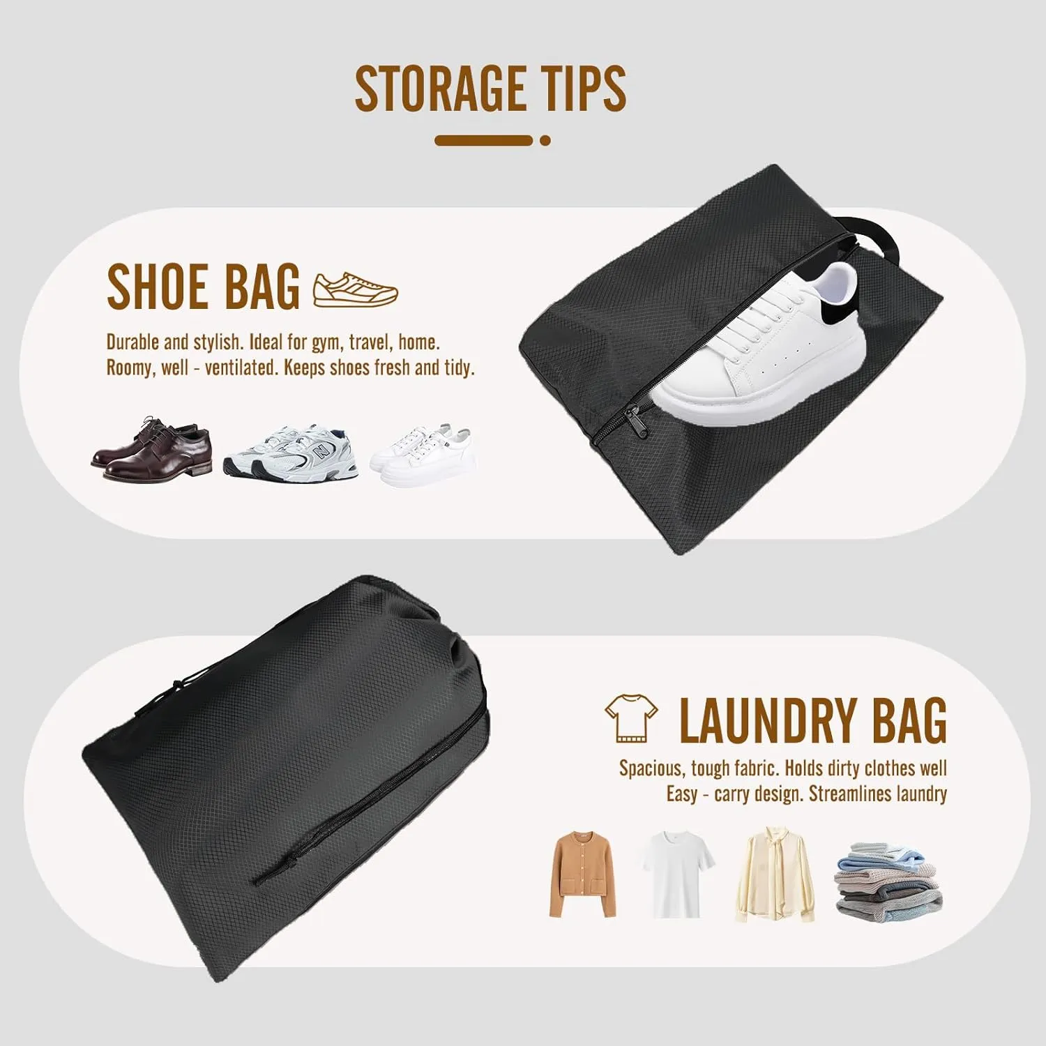 8 Set Compression Packing Cubes for Travel, Expandable Luggage Organizer with Shoe Bag & Laundry Bag - Lightweight Suitcase & Backpack Travel Essentials (Black)