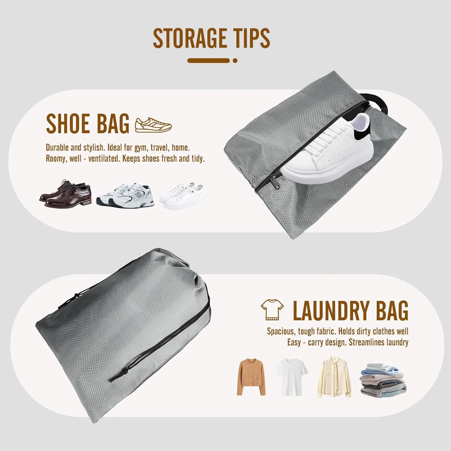 8 Set Compression Packing Cubes for Travel, Expandable Luggage Organizer with Shoe Bag & Laundry Bag - Lightweight Suitcase & Backpack Travel Essentials (Gray)