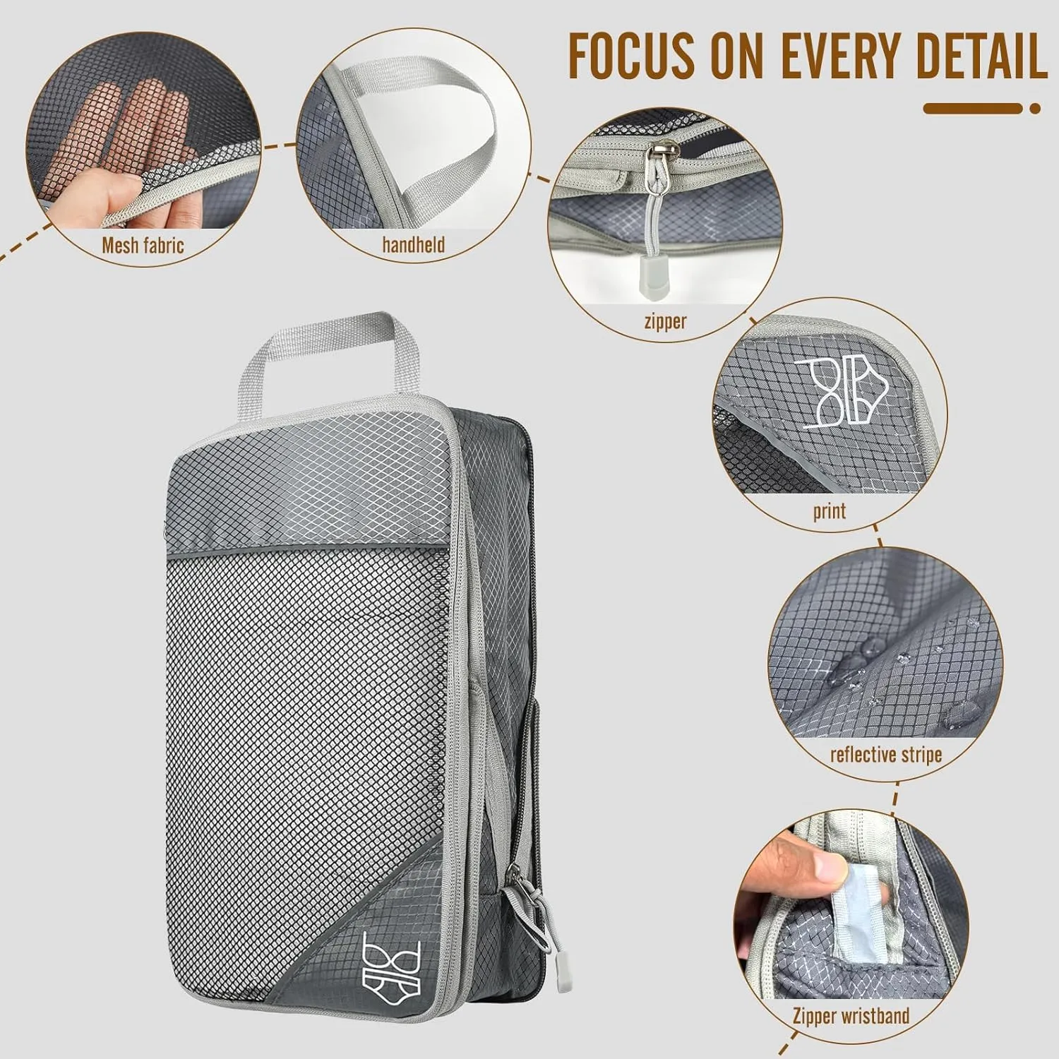 8 Set Compression Packing Cubes for Travel, Expandable Luggage Organizer with Shoe Bag & Laundry Bag - Lightweight Suitcase & Backpack Travel Essentials (Gray)