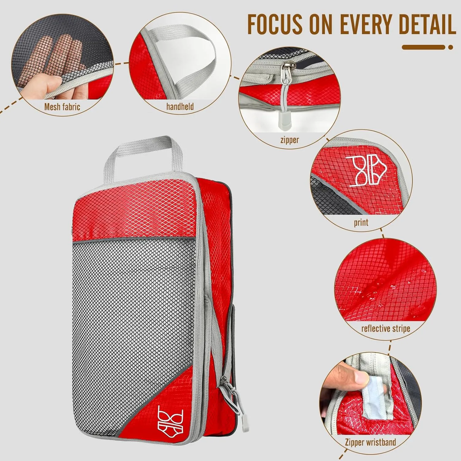 8 Set Compression Packing Cubes for Travel, Expandable Luggage Organizer with Shoe Bag & Laundry Bag - Lightweight Suitcase & Backpack Travel Essentials (Red)