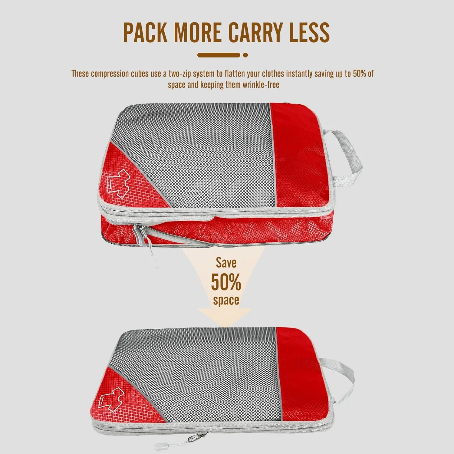 8 Set Compression Packing Cubes for Travel, Expandable Luggage Organizer with Shoe Bag & Laundry Bag - Lightweight Suitcase & Backpack Travel Essentials (Red)