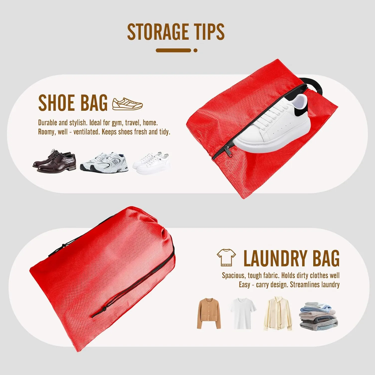 8 Set Compression Packing Cubes for Travel, Expandable Luggage Organizer with Shoe Bag & Laundry Bag - Lightweight Suitcase & Backpack Travel Essentials (Red)
