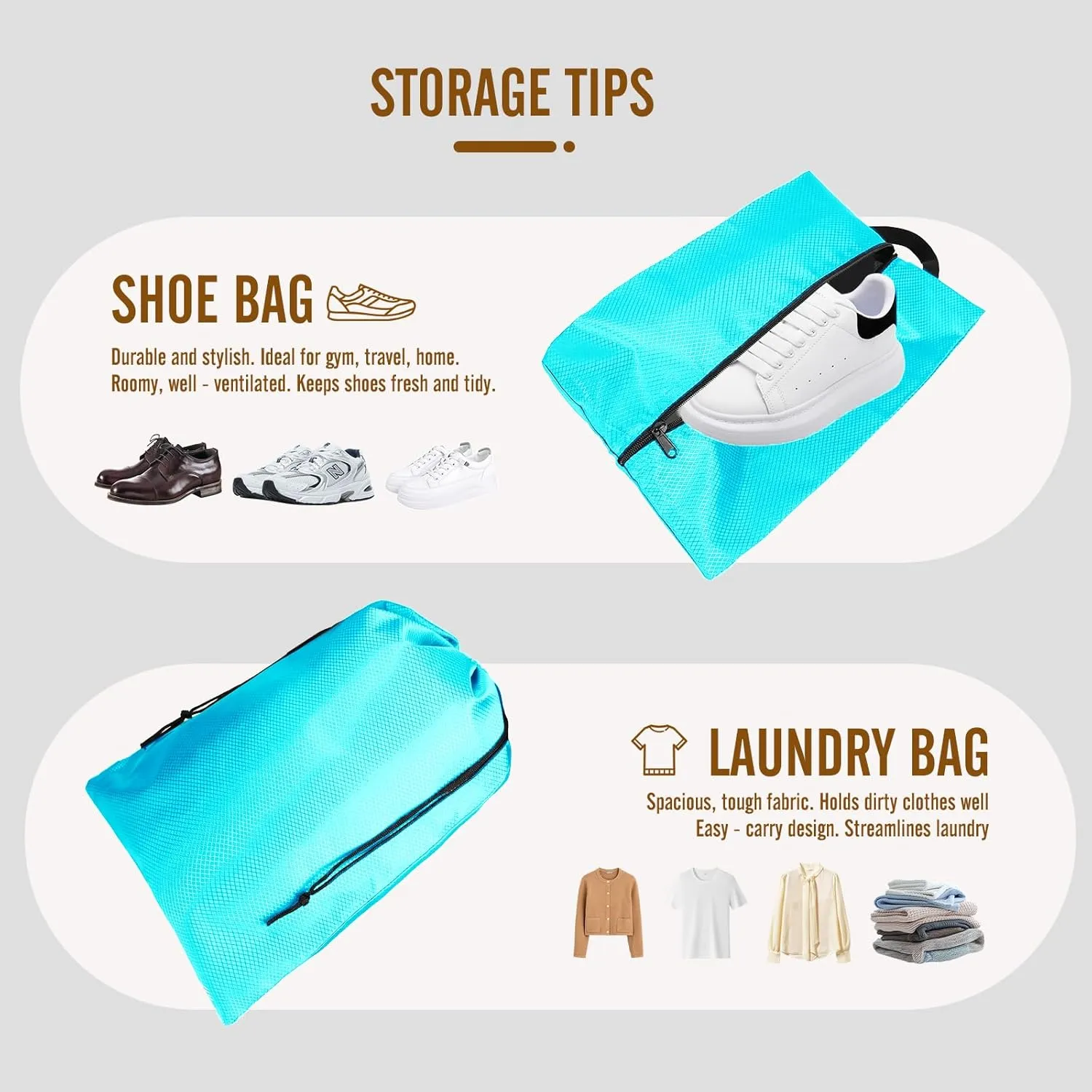 8 Set Compression Packing Cubes for Travel, Expandable Luggage Organizer with Shoe Bag & Laundry Bag - Lightweight Suitcase & Backpack Travel Essentials (Sky Blue)
