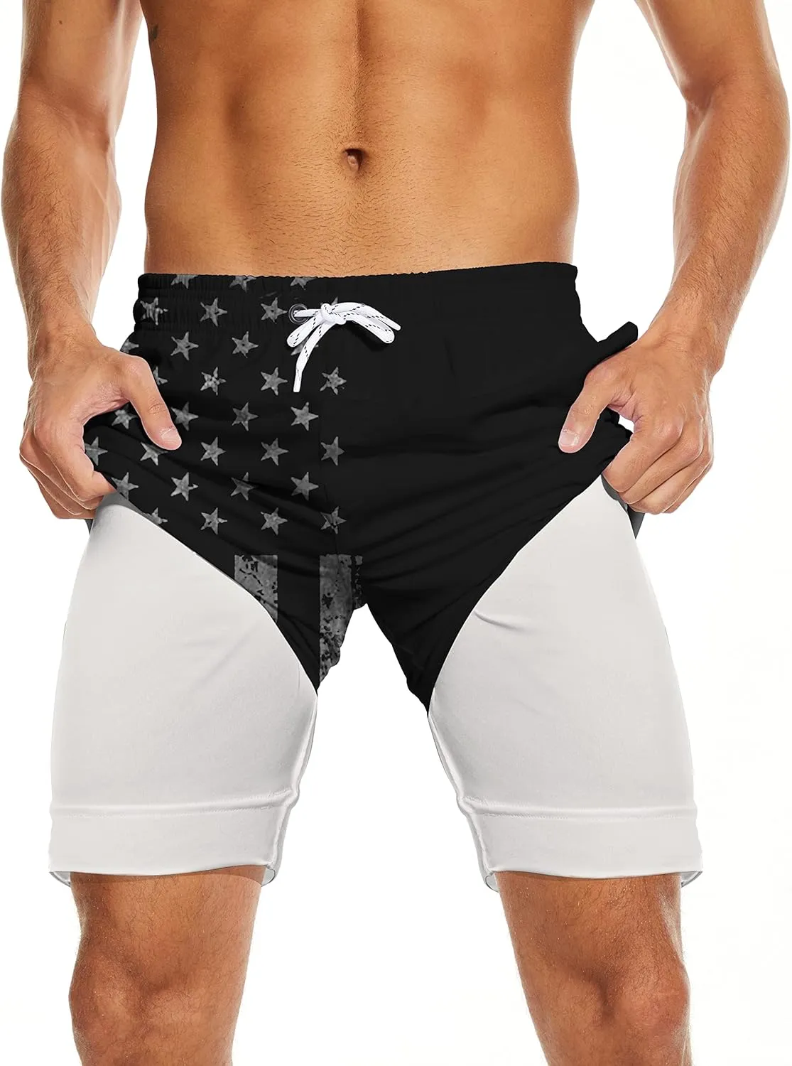 80s Shorts for Men 90s Swim Trunks Retro 80s Summer Party Shorts 90s Shorts Quick Dry Swimming Shorts with Mesh Lining