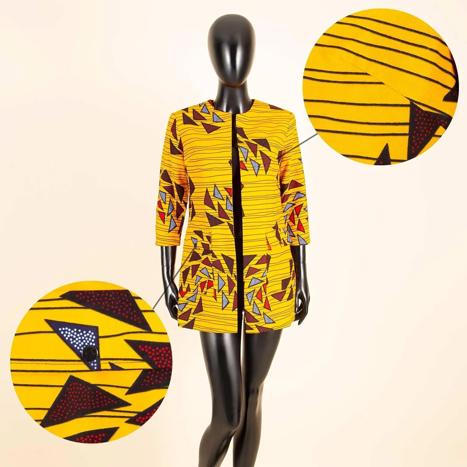 African Women's Coats Ankara Print Long Sleeve Jacket Top Dashiki Casual Trench Coat Outwear