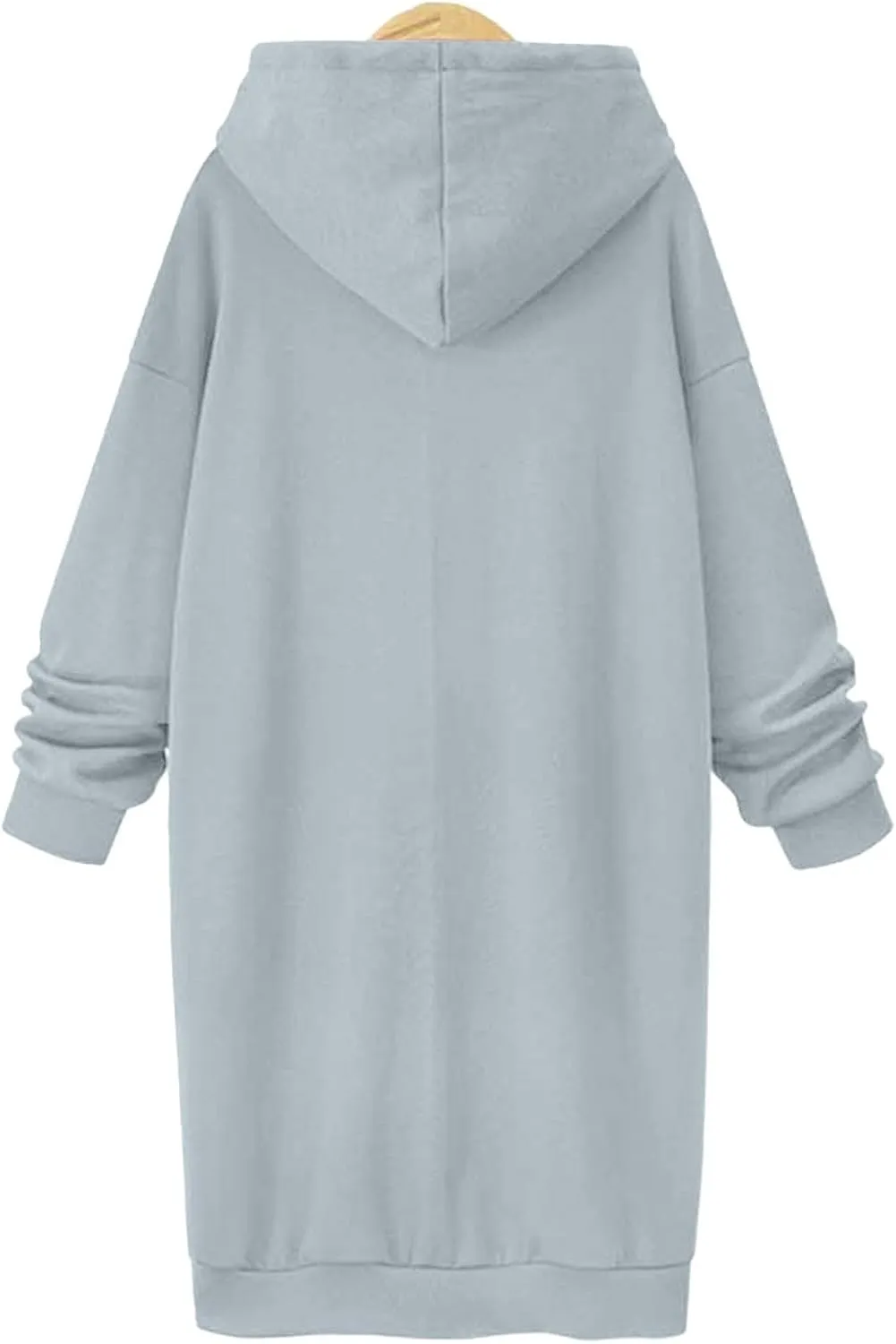 Akklian Women's Hoodie Sweatshirt Dress Knee Length Long Pullover Tops Split Hem Drawstring Hoodies Fall Winter Plush Sweater