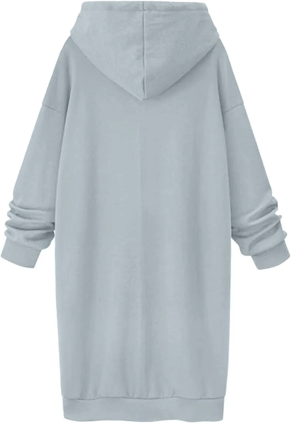 Akklian Women's Hoodie Sweatshirt Dress Knee Length Long Pullover Tops Split Hem Drawstring Hoodies Fall Winter Plush Sweater
