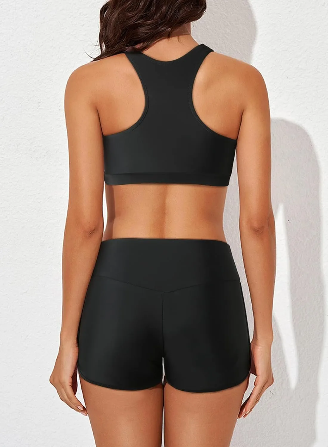 Aleumdr Womens Athletic 3 Piece Tankini Swimsuits with Shorts Swim Tank Tops with Sports Bra and Boyshorts Bathing Suits