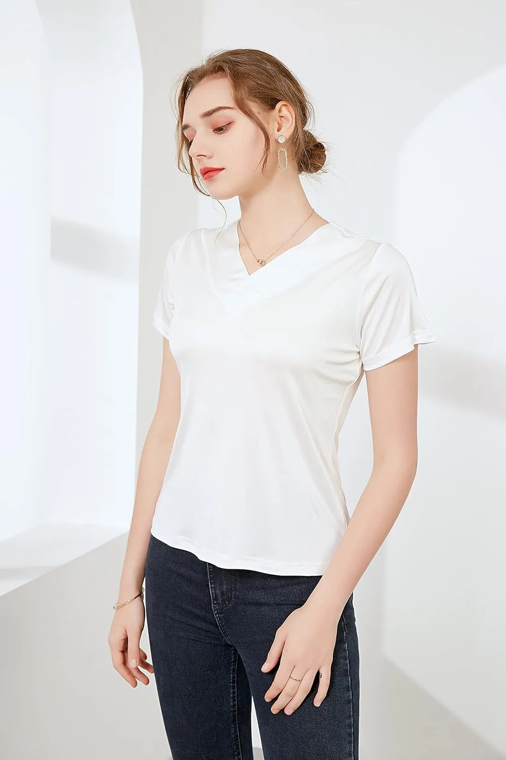 Alexander Women's Pure Mulberry Silk T-Shirt Tops