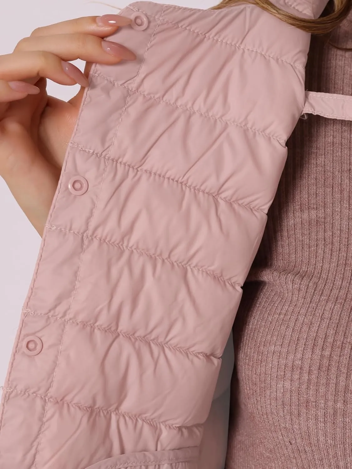 Allegra K Women's Puffer Vest Sleeveless Lightweight Button Up Quilted Round Neck Jacket Coat
