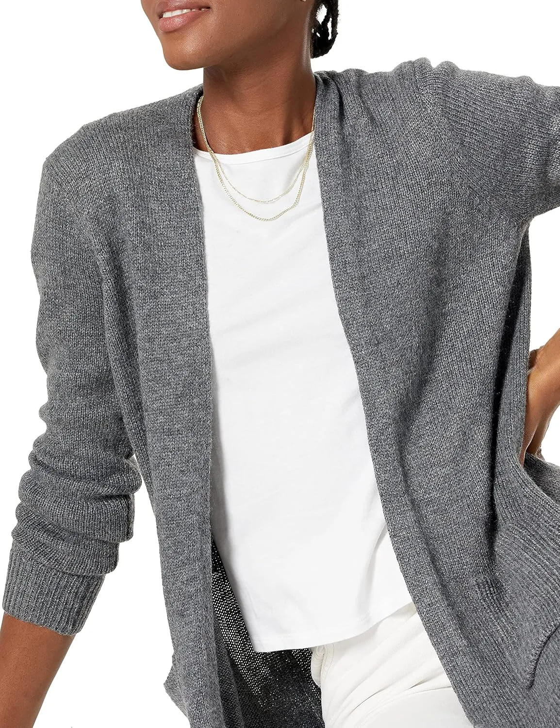 Amazon Essentials Women's Long-Sleeve Jersey Stitch Open-Front Cardigan