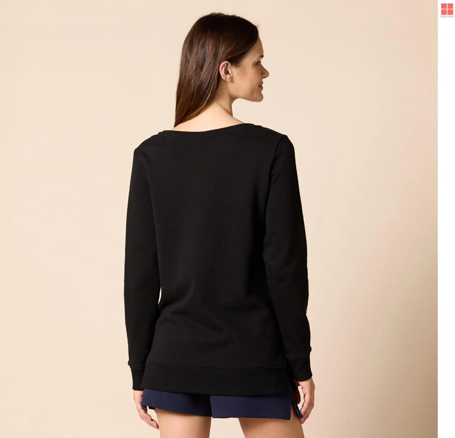 Amazon Essentials Women's Open-Neck Fleece Tunic Sweatshirt