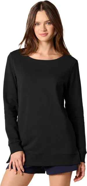 Amazon Essentials Women's Open-Neck Fleece Tunic Sweatshirt