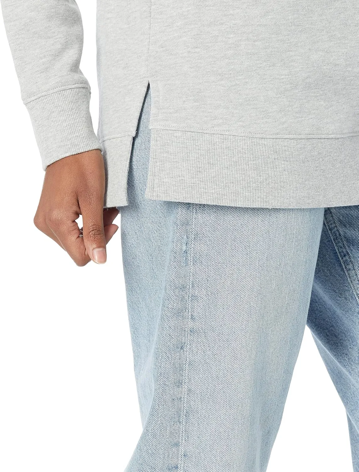 Amazon Essentials Women's Open-Neck Fleece Tunic Sweatshirt