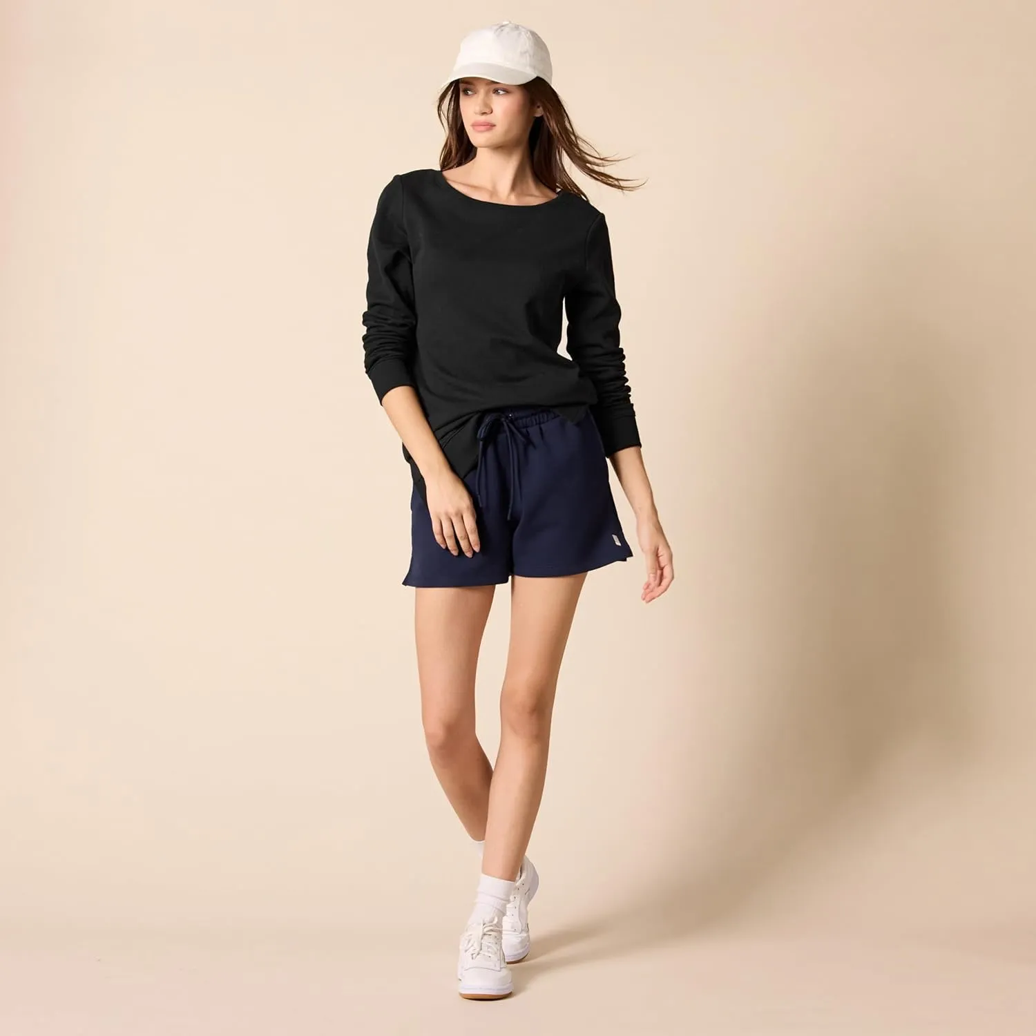 Amazon Essentials Women's Open-Neck Fleece Tunic Sweatshirt