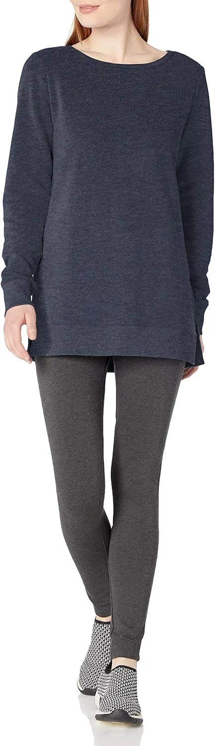 Amazon Essentials Women's Open-Neck Fleece Tunic Sweatshirt
