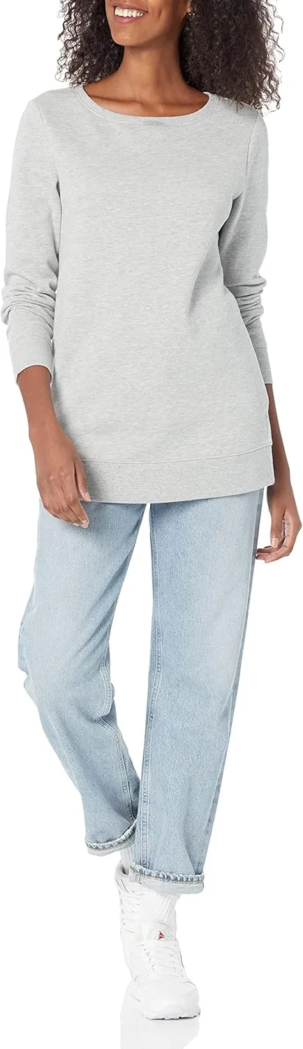 Amazon Essentials Women's Open-Neck Fleece Tunic Sweatshirt