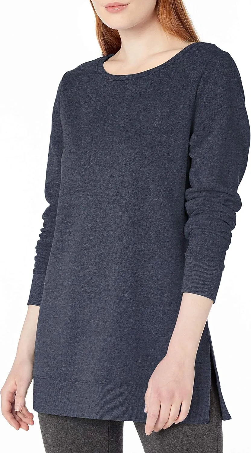 Amazon Essentials Women's Open-Neck Fleece Tunic Sweatshirt