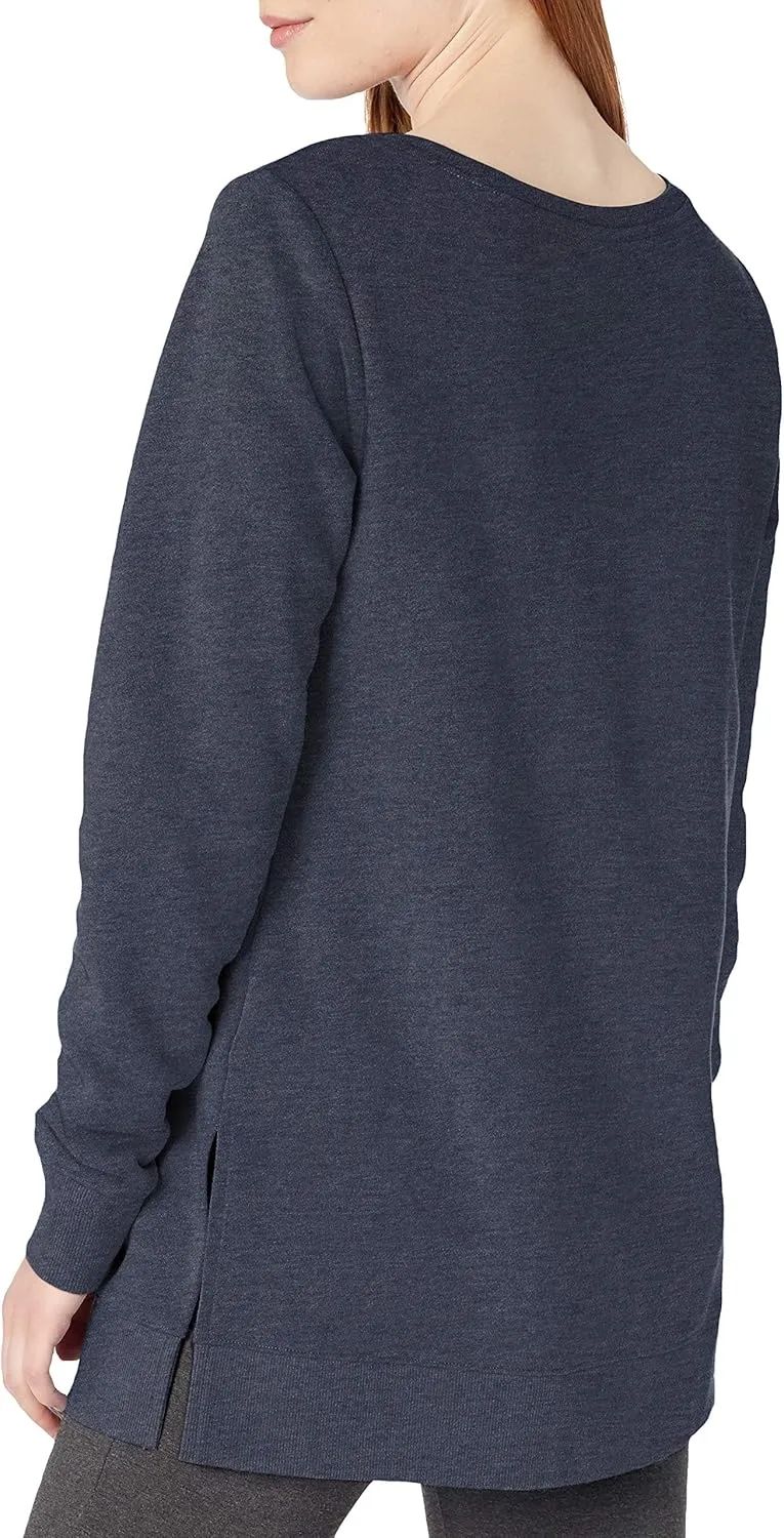 Amazon Essentials Women's Open-Neck Fleece Tunic Sweatshirt
