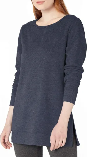 Amazon Essentials Women's Open-Neck Fleece Tunic Sweatshirt