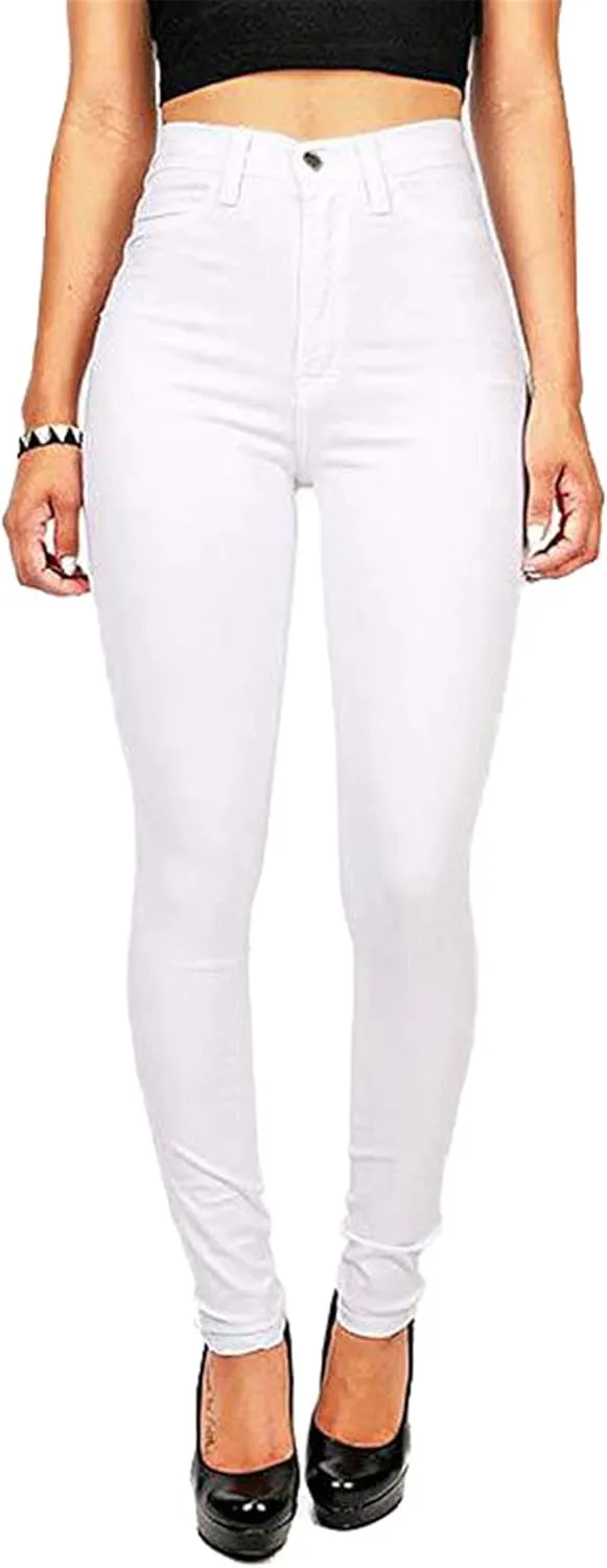 Andongnywell Womens Super Stretch Comfort High Waist High Rise Skinny Jeans Pants