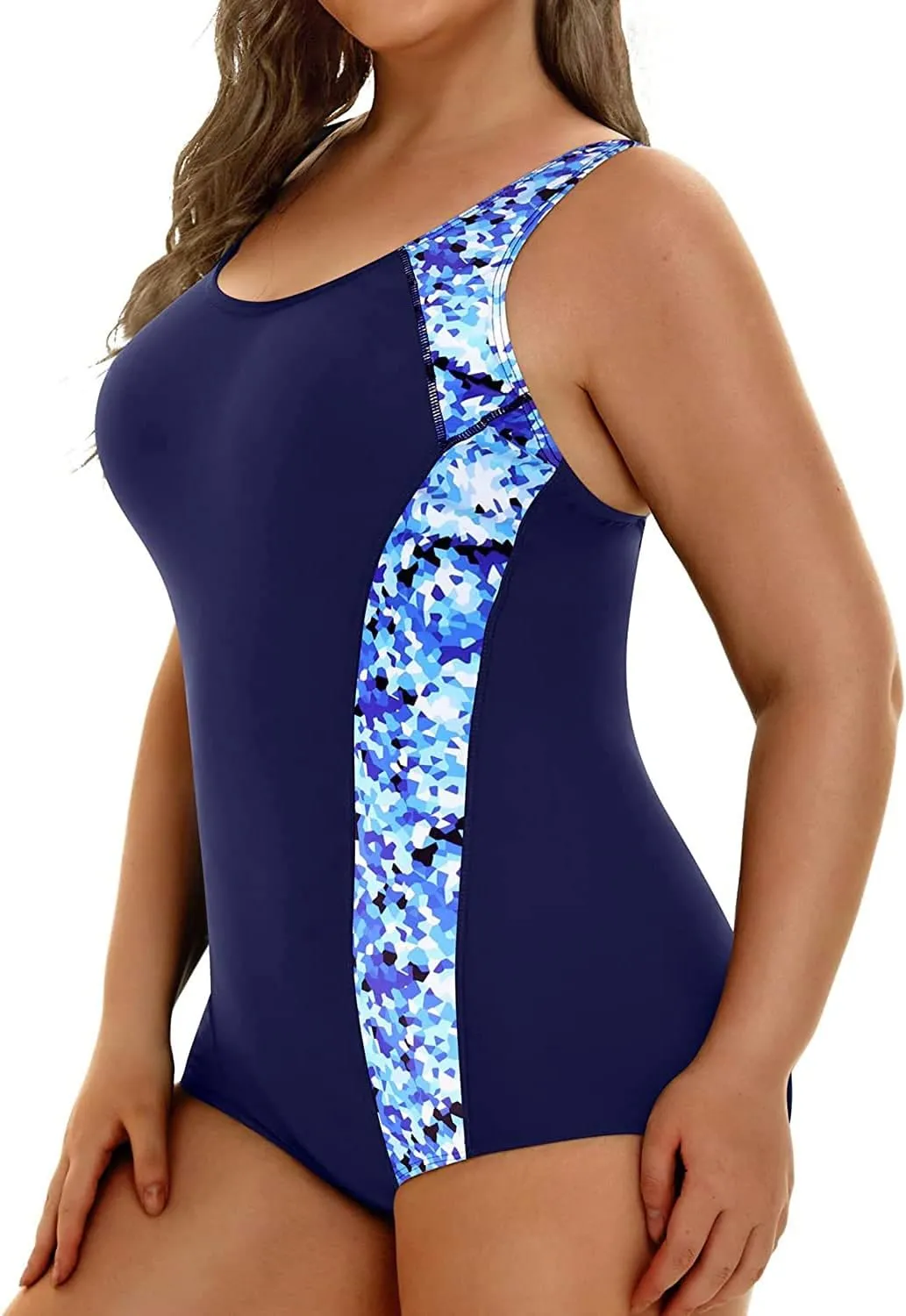 Aqua Eve Plus Size Swimsuits Athletic One Piece Bathing Suit for Women Tummy Control Slimming Swimwear