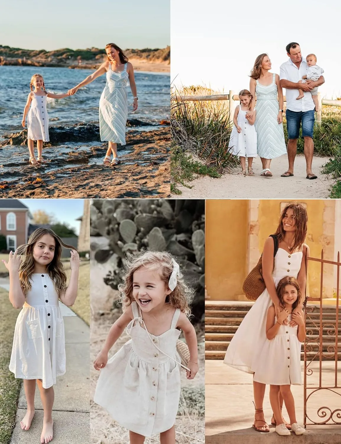 Arshiner Girl's Spaghetti Strap Button Down Midi Sleeveless Summer Casual Sundress A-line Dress with Pockets