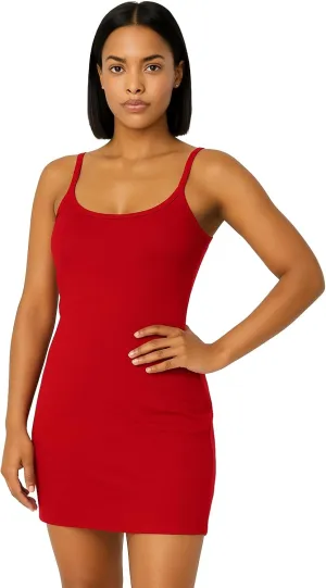 Ashen Fane Women's Sleeveless Heavy Rib Cotton Spaghetti Strap Casual Mini Dress