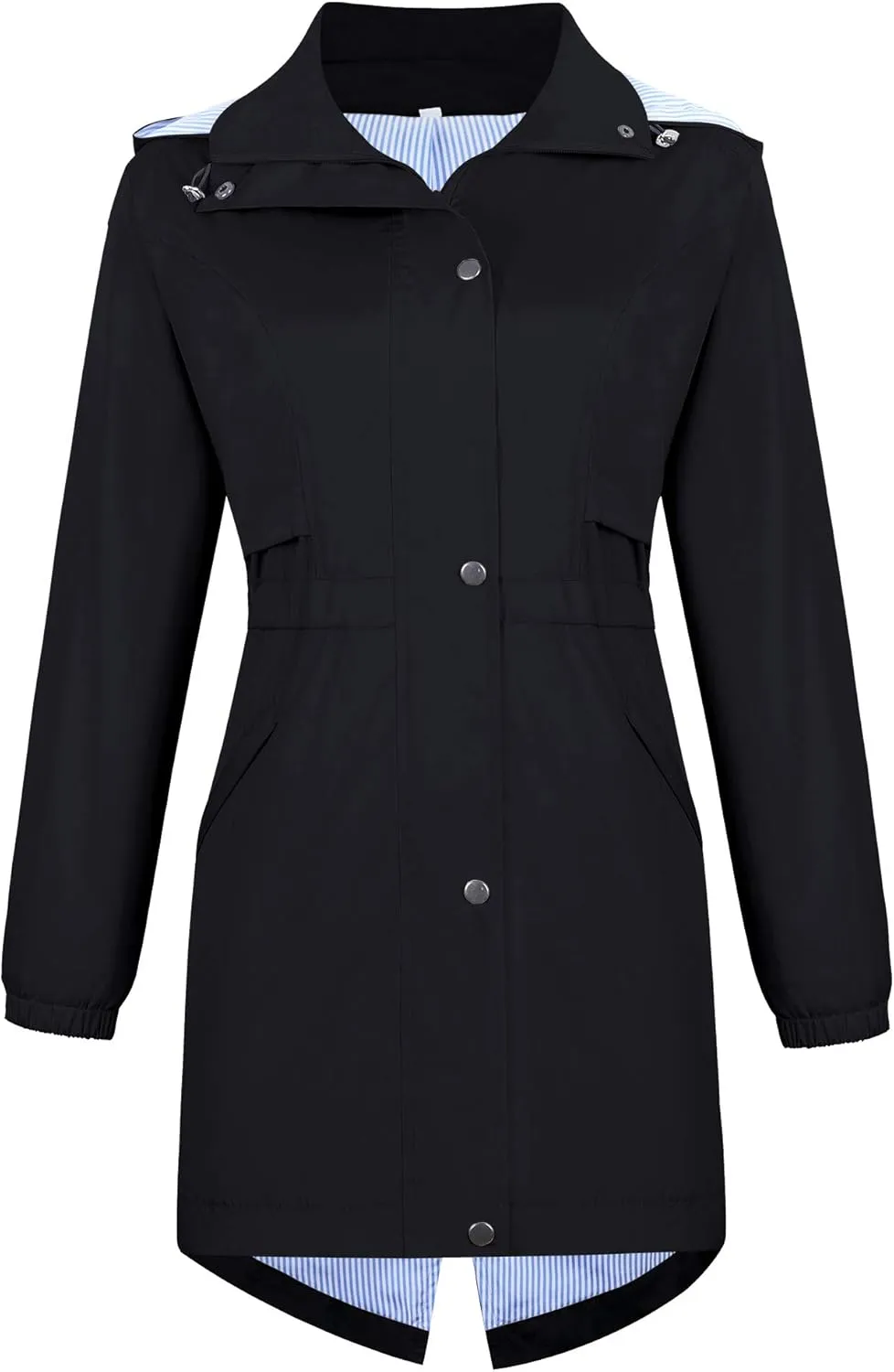 Avoogue Womens Raincoats Waterproof Cinch Waist Breathable All Weather Jacket Long