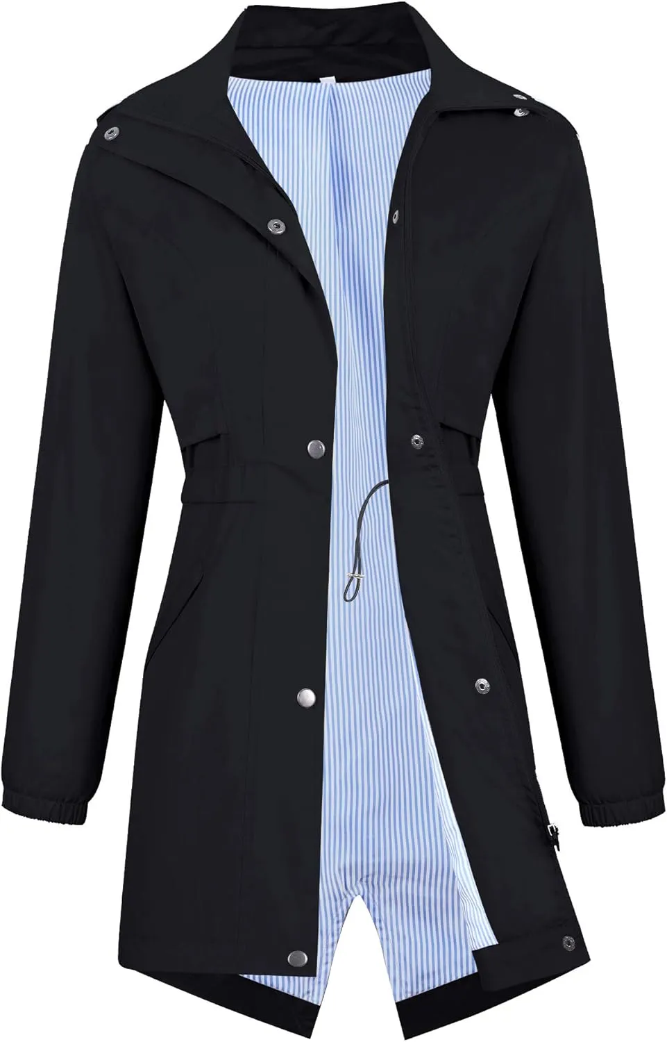Avoogue Womens Raincoats Waterproof Cinch Waist Breathable All Weather Jacket Long