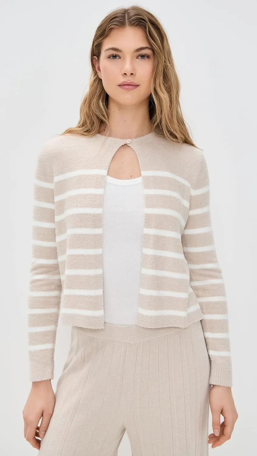 Barefoot Dreams Women's Cozy Chic Lite Striped Cardigan with Button