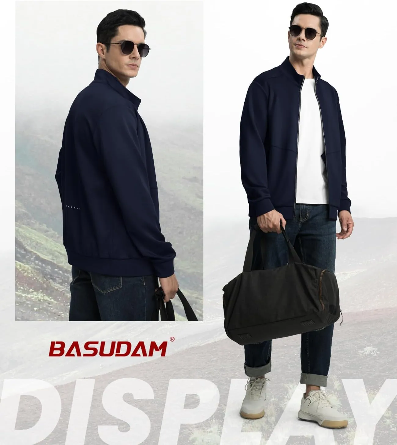 BASUDAM Men's Track Jackets Lightweight Warm Up Casual Coat Athletic Workout Running Jacket with Zipper Pockets