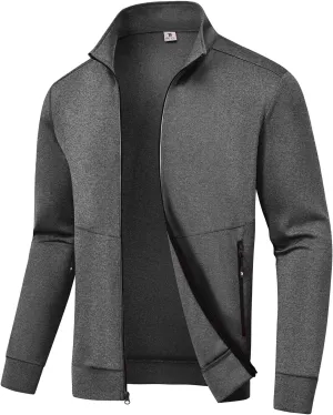 BASUDAM Men's Track Jackets Lightweight Warm Up Casual Coat Athletic Workout Running Jacket with Zipper Pockets