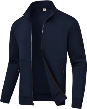 BASUDAM Men's Track Jackets Lightweight Warm Up Casual Coat Athletic Workout Running Jacket with Zipper Pockets