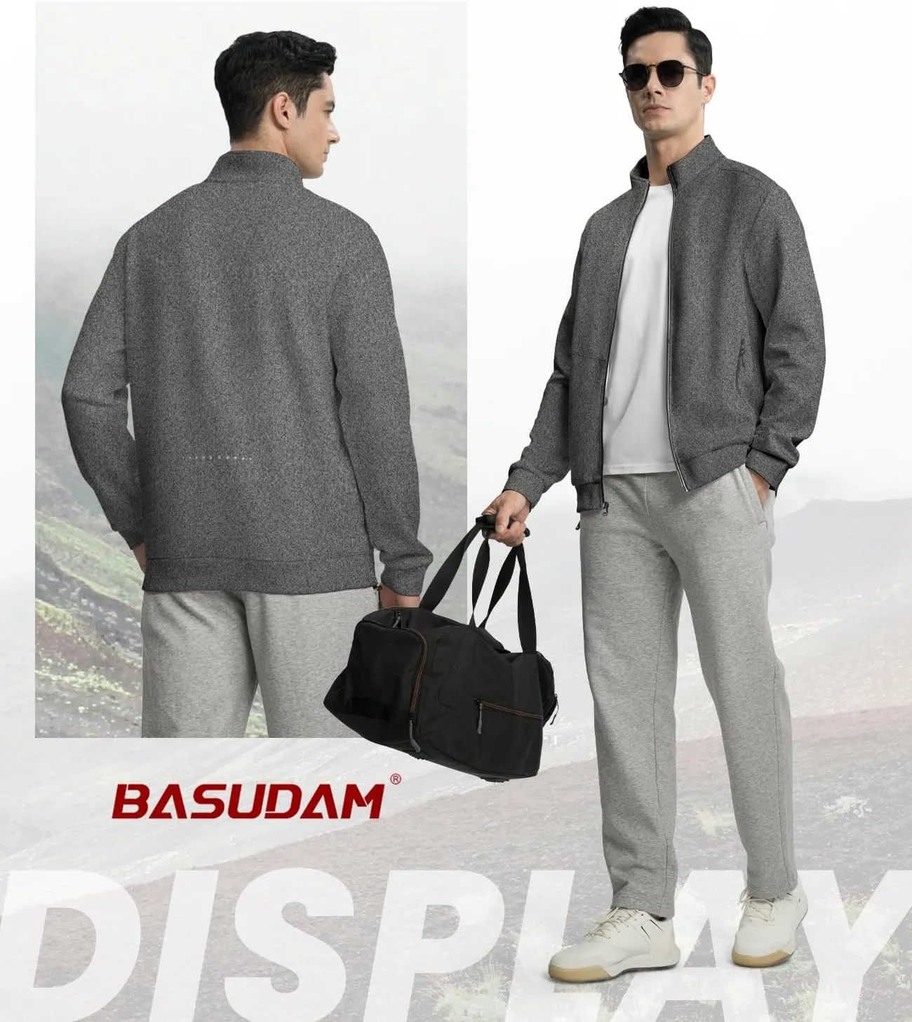BASUDAM Men's Track Jackets Lightweight Warm Up Casual Coat Athletic Workout Running Jacket with Zipper Pockets