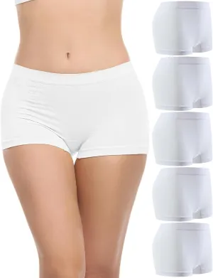 Begrily Boy Shorts Underwear for Women, Ladies Nylon Stretch Comfort Flex Fit Seamless Boyshort Panties Boxer Briefs 5 Pack
