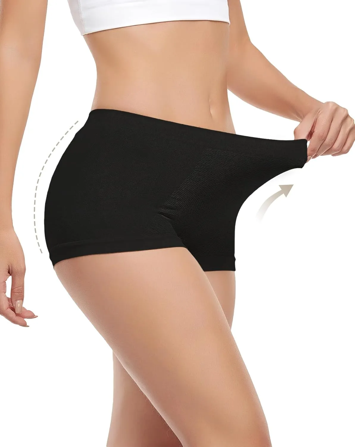 Begrily Boy Shorts Underwear for Women, Ladies Nylon Stretch Comfort Flex Fit Seamless Boyshort Panties Boxer Briefs 5 Pack