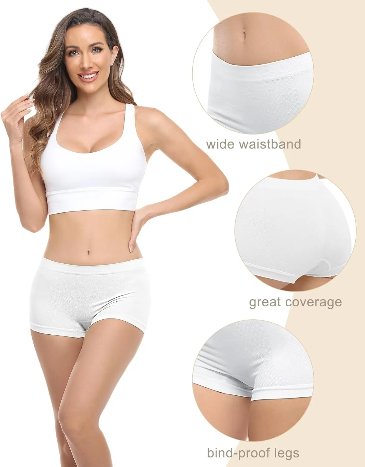 Begrily Boy Shorts Underwear for Women, Ladies Nylon Stretch Comfort Flex Fit Seamless Boyshort Panties Boxer Briefs 5 Pack