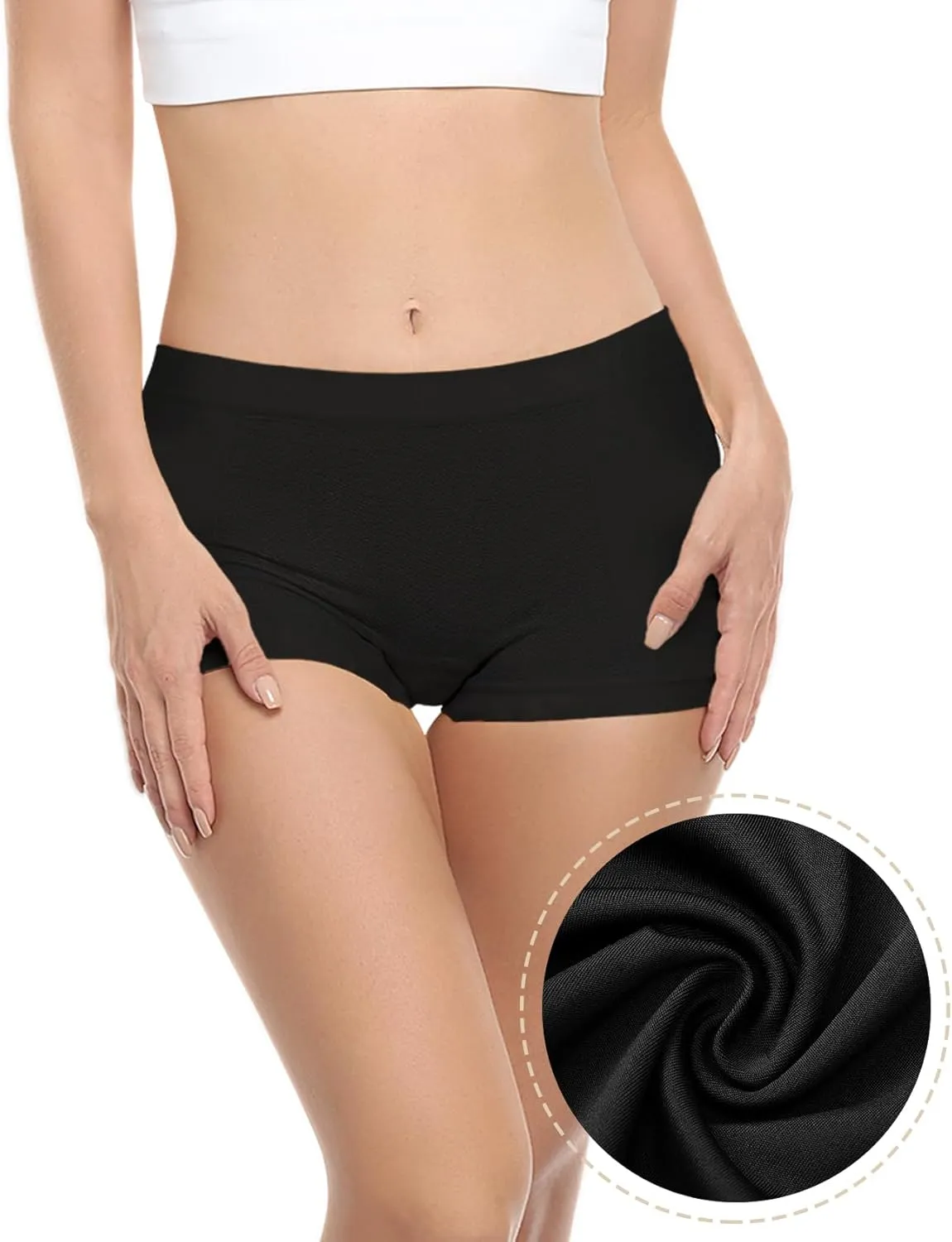 Begrily Boy Shorts Underwear for Women, Ladies Nylon Stretch Comfort Flex Fit Seamless Boyshort Panties Boxer Briefs 5 Pack
