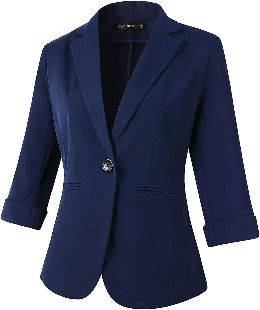 Beninos Womens 3/4 Sleeve Lightweight Office Work Suit Jacket Blazer
