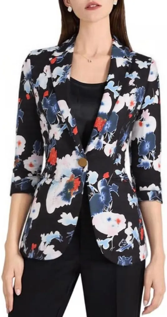 Beninos Womens 3/4 Sleeve Lightweight Office Work Suit Jacket Blazer